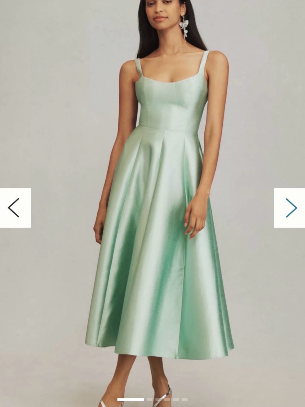 Mare Mare Scoop-Neck Cutout Midi Dress - Metallic Mint Green